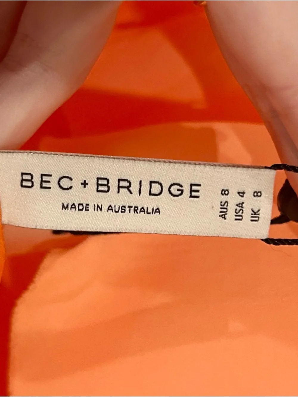 NWT Bec & Bridge Annika Sorbet Orange Satin Halter Mini Dress Size 4 - Picture 7 of 8